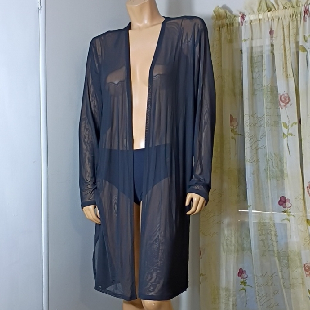 Chic Sheer Black Robe for‎ Women